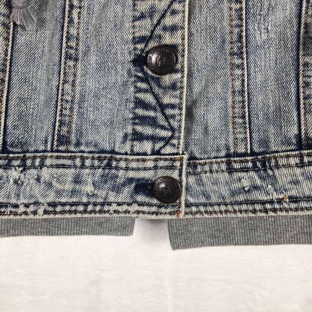 Highway Jeans Girls Denim Jacket Size S Hooded Sweatshirt Button Up Casual - Picture 5 of 15